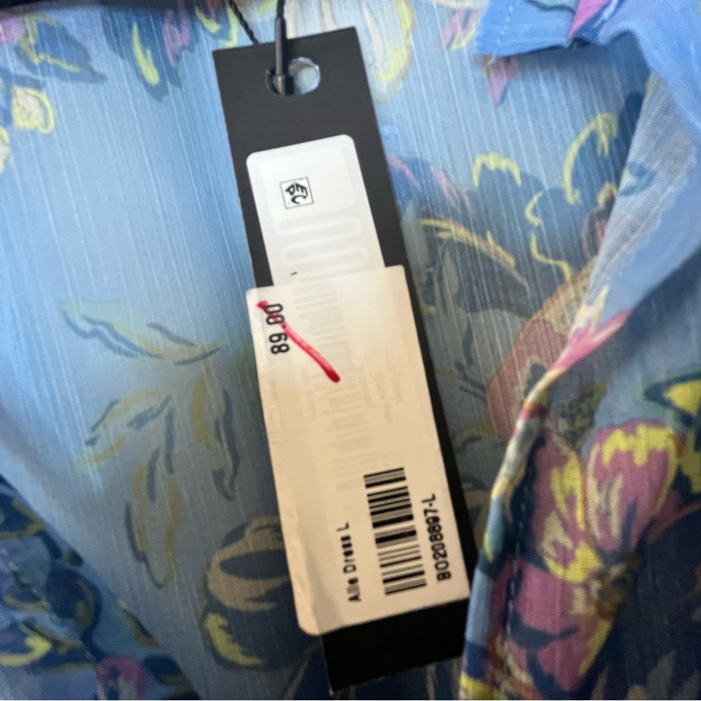 Steve Madden Allie Floral Blue Dress Sz L - Picture 10 of 11